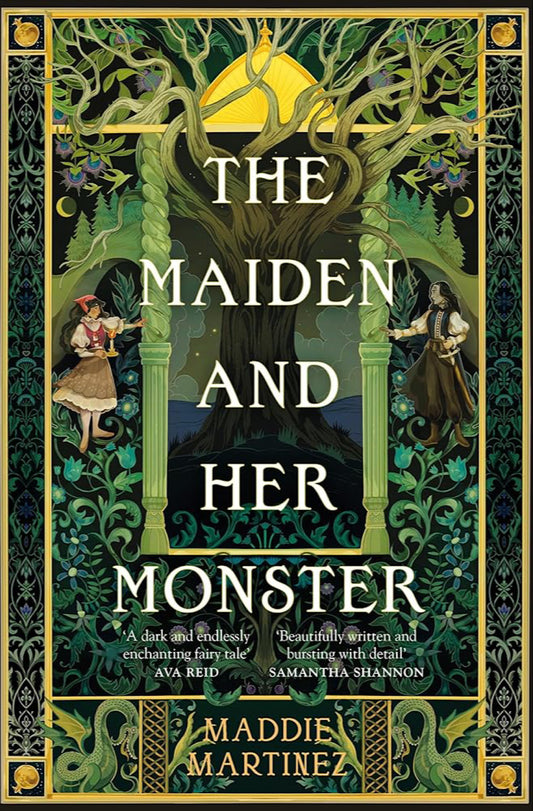 Book cover of 'The Maiden and Her Monster' with a fantasy design.