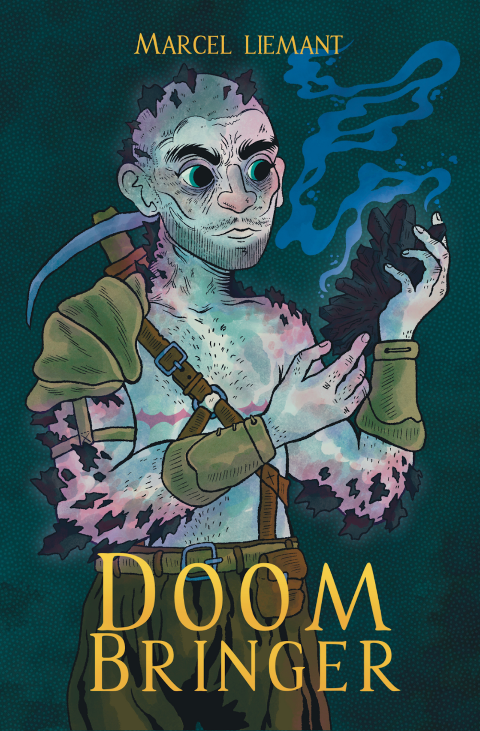 Book cover of 'Doom Bringer' featuring a character with mystical abilities against a dark background.